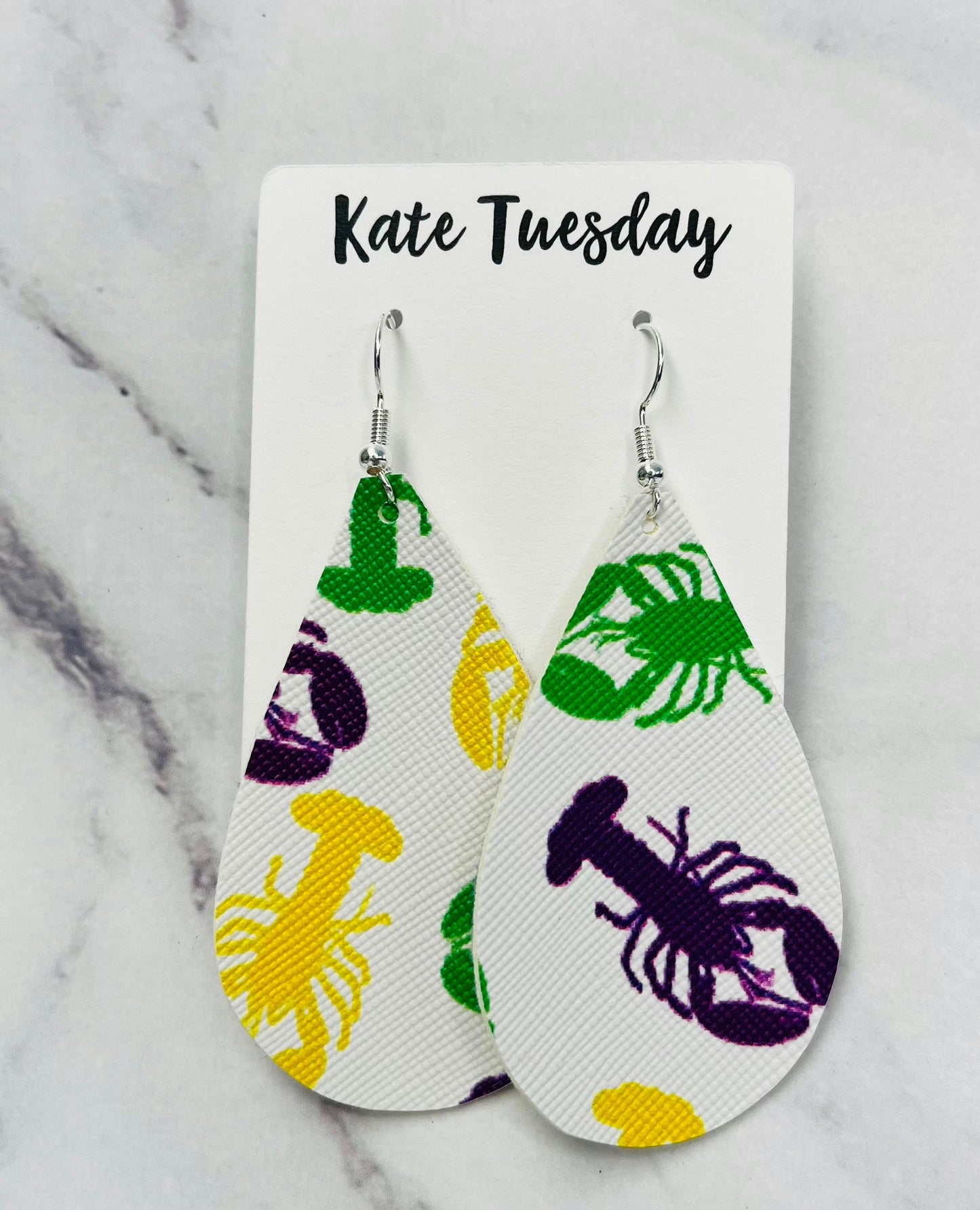 Multi-Color Crawfish Leather Hang Earrings