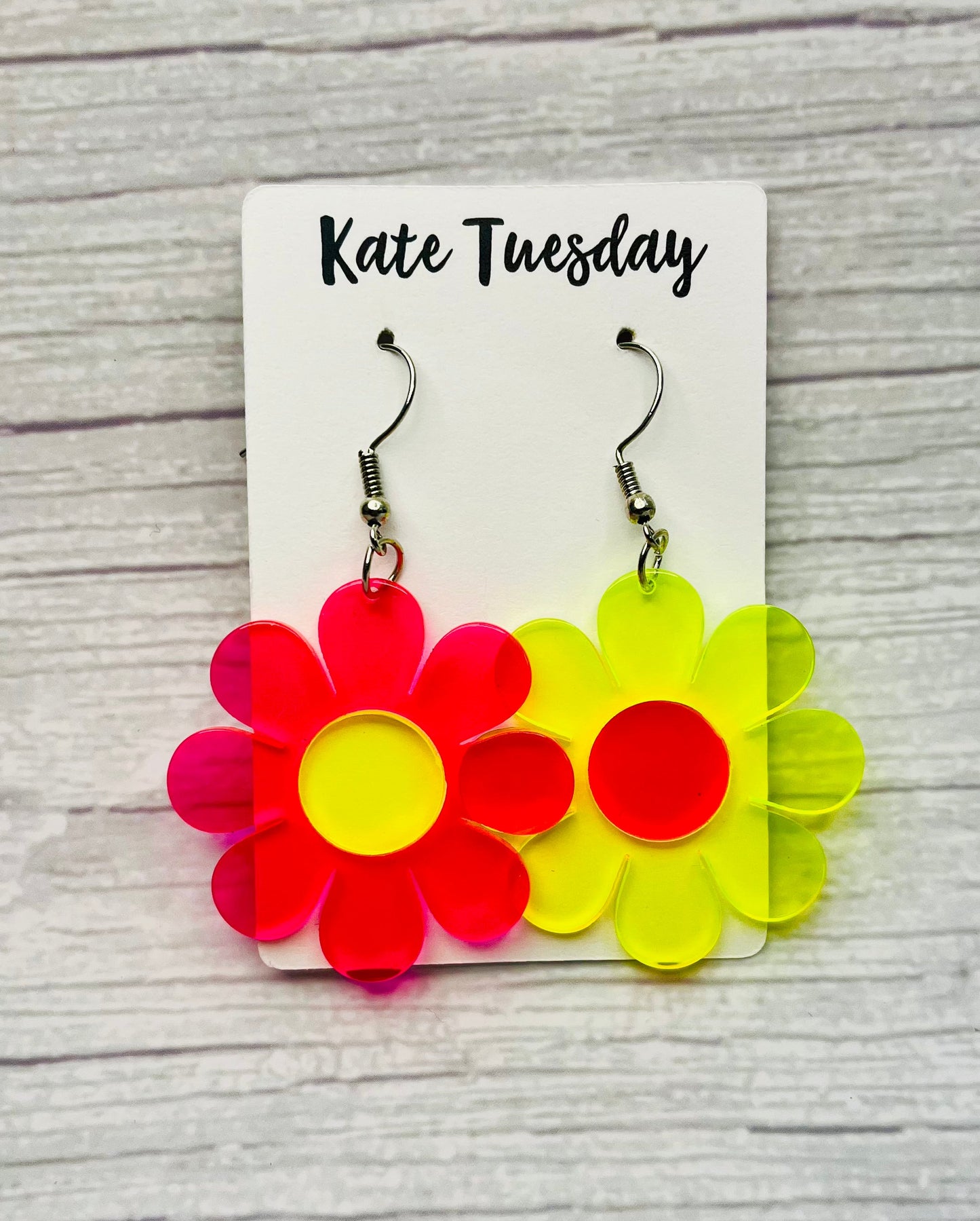 Groovy Flower Neon Hanging Earrings
