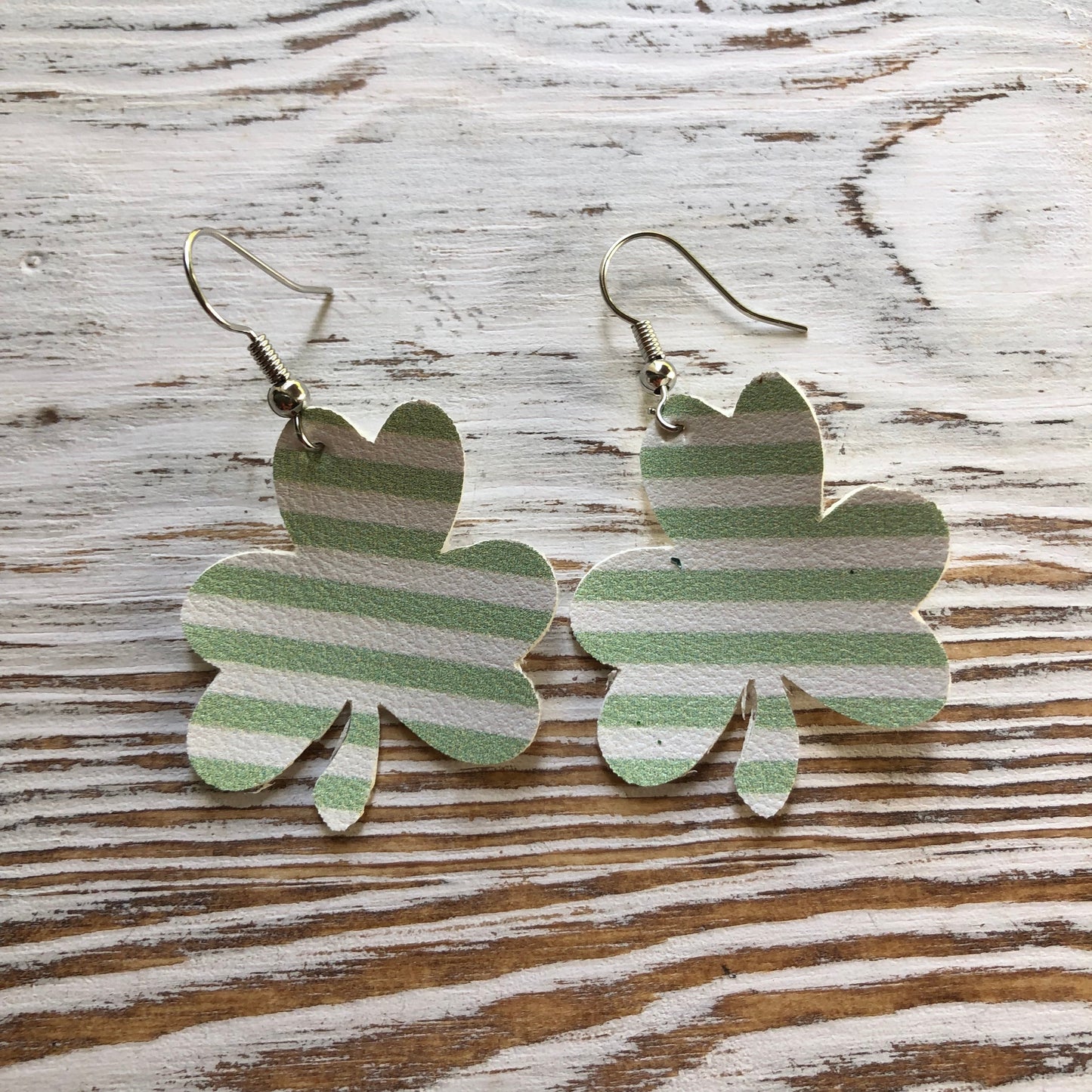 Glitter and Leather Shamrock Earrings