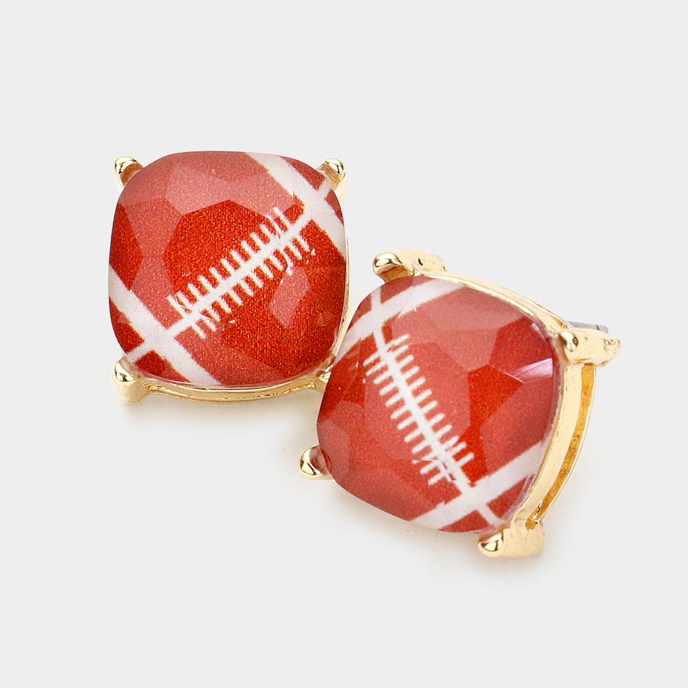 Brown Football Stud Earrings