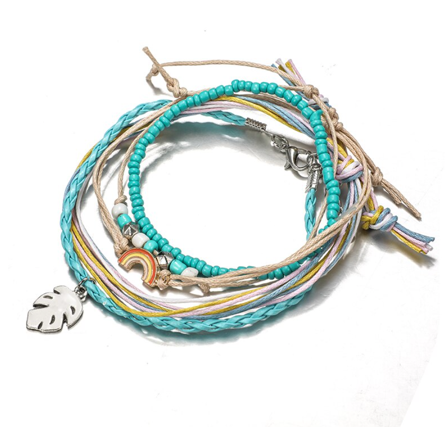 Summer Rainbow Fun Color Anklet Bracelet