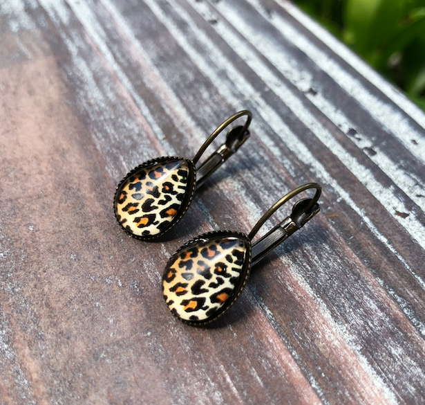 Cheetah Leopard Dangly Hang Earrings
