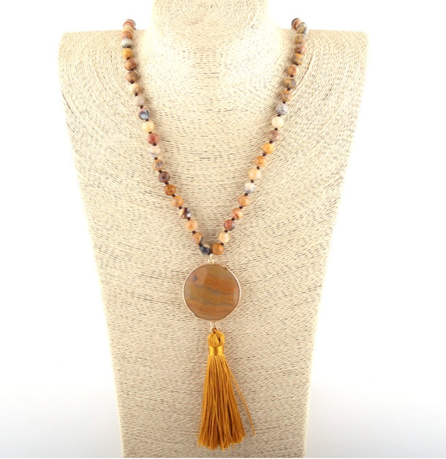 Orange Brown Stone Statement Necklace