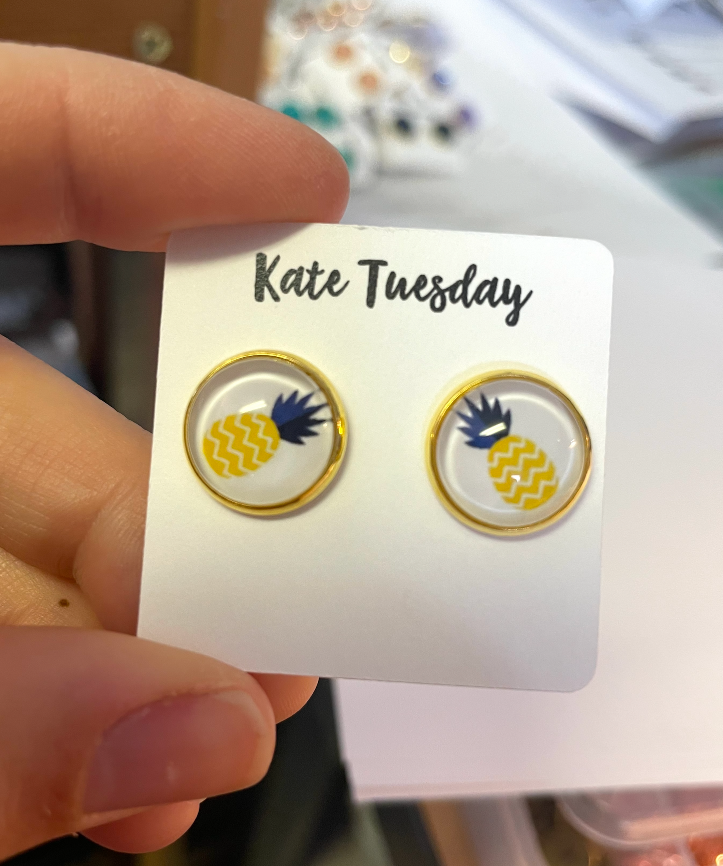 Pineapple Stud 12mm Earrings