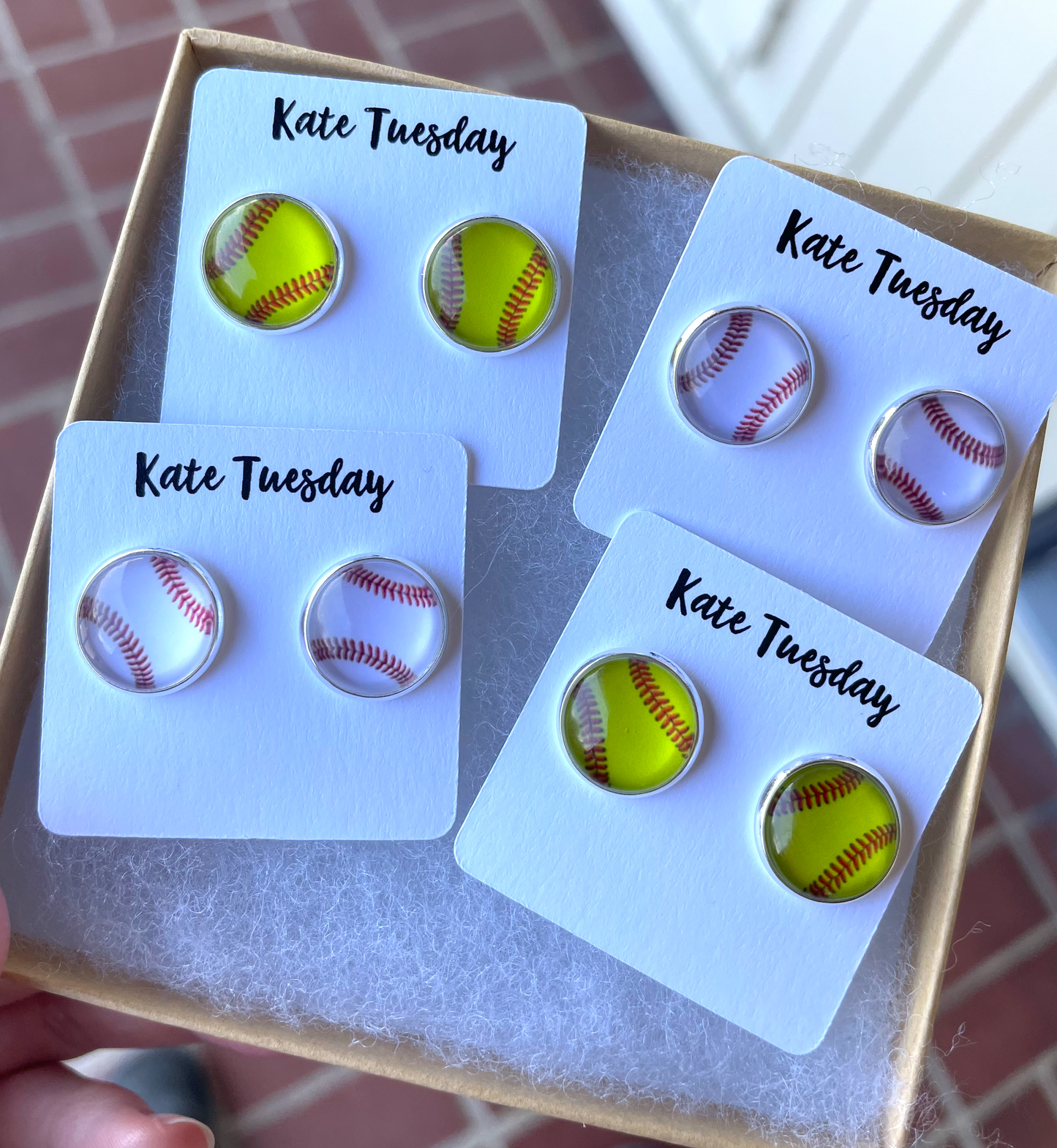 Baseball and Softball Sport Stud 12mm Earrings