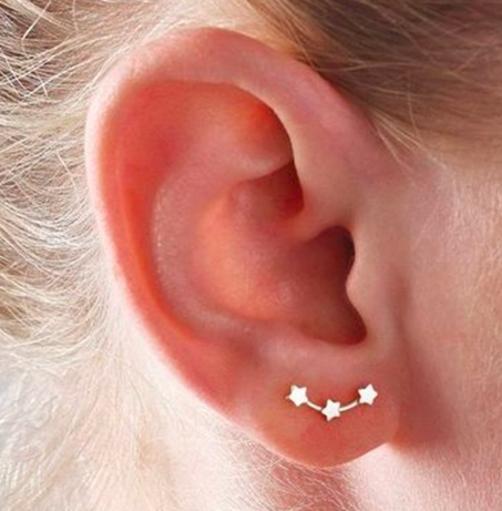 Stars Aligned Gold or Silver Small Crawler Earrings