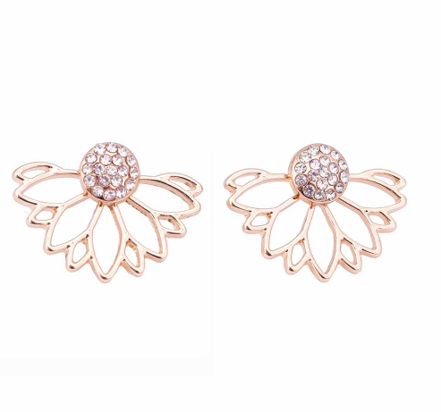 Lotus Flower Earring Crystal Crawlers