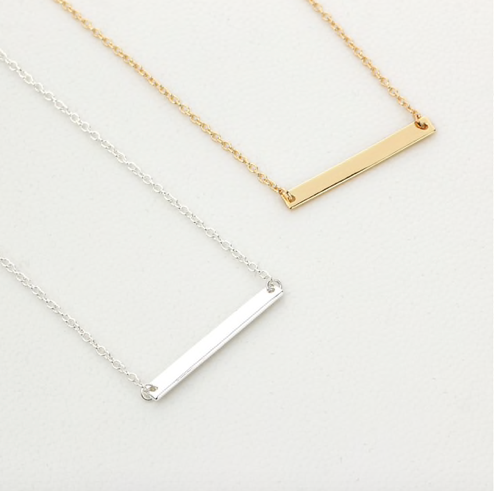 Horizontal Bar Necklaces in Silver and Gold