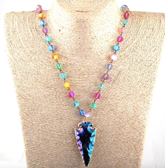 Shiny Crystal ArrowHead Statement Necklace