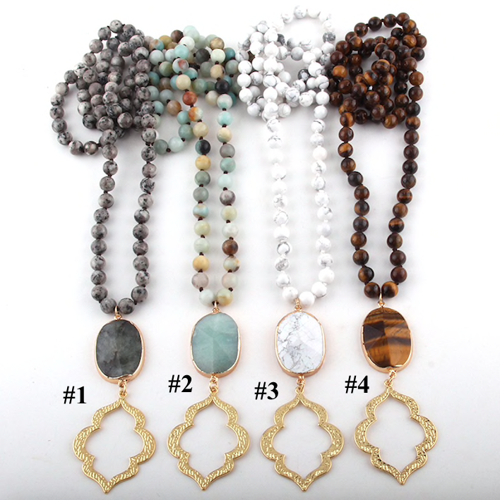 Boho Gold Stone Statement Piece Necklaces