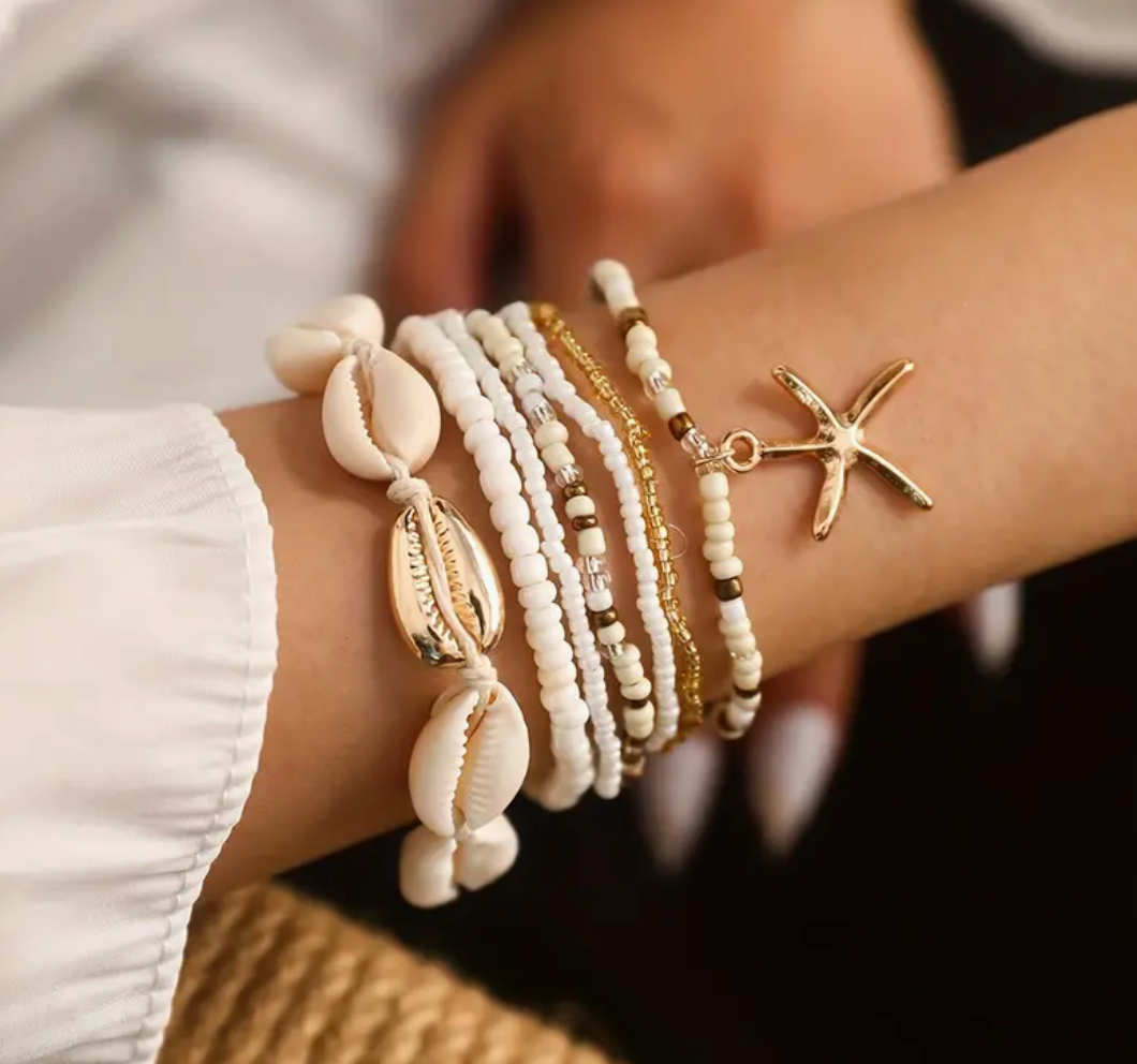 đ“‡¼Bring Me To The Beach White Gold Bracelet Set 7 Pieces