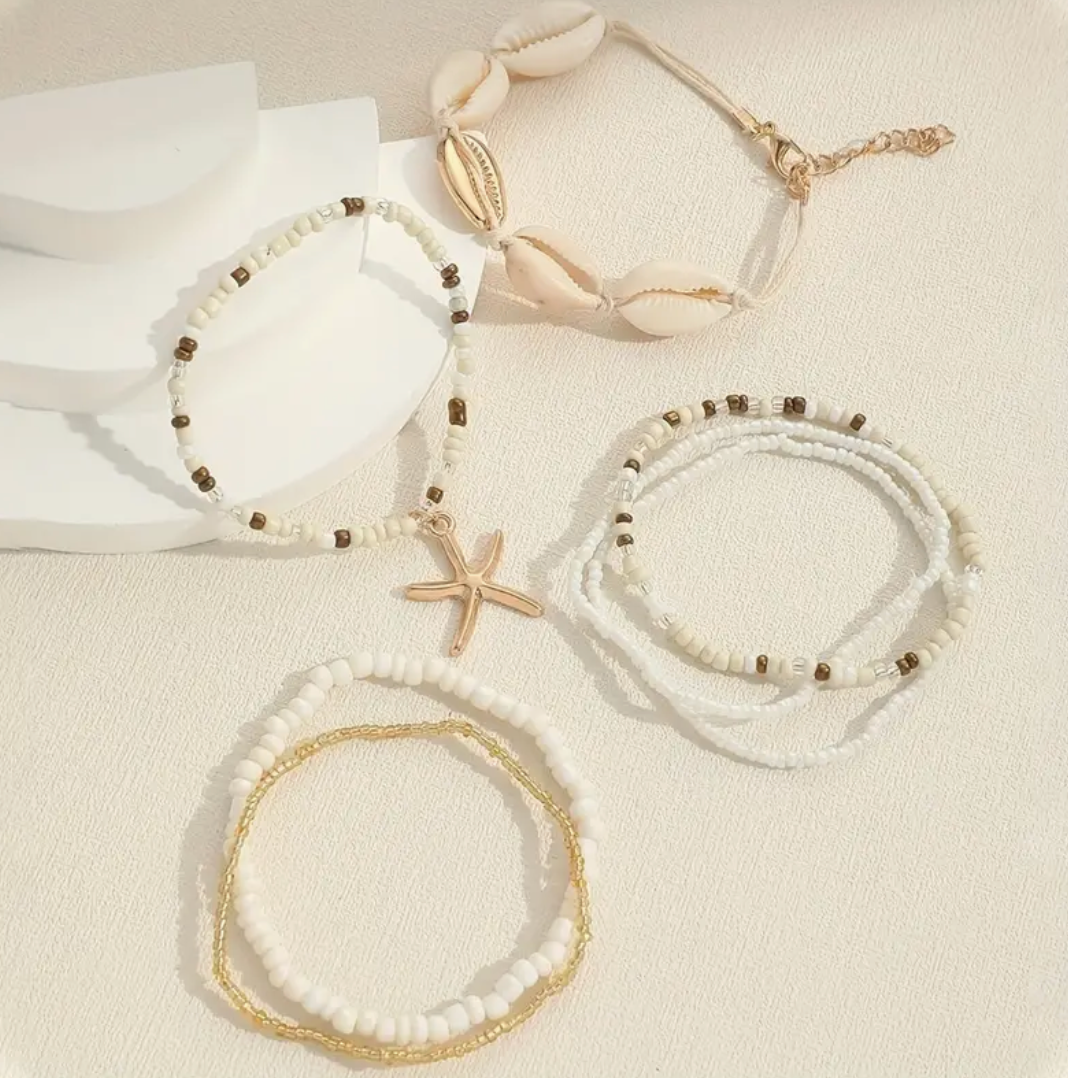 đ“‡¼Bring Me To The Beach White Gold Bracelet Set 7 Pieces