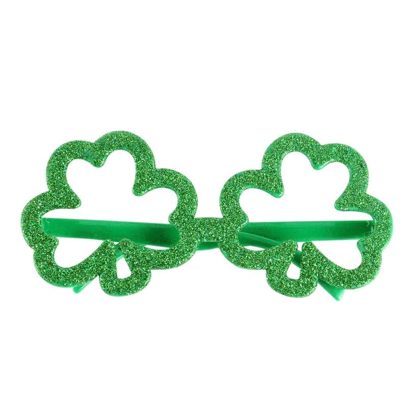 Sparkly Green Shamrock Costume Glasses