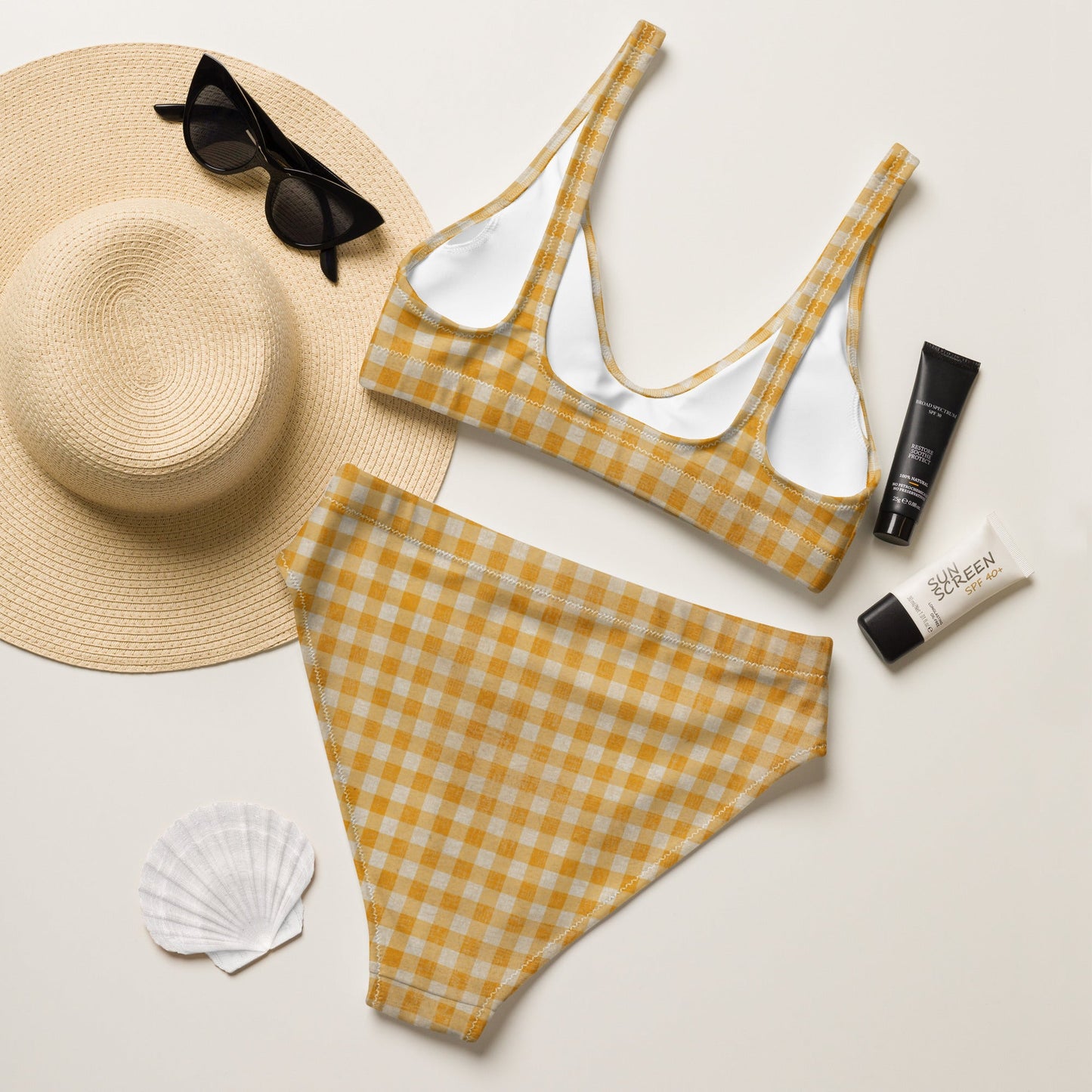 Ready to Ship Yeehaw Yellow Gingham Checkered Bikini Size SMALL