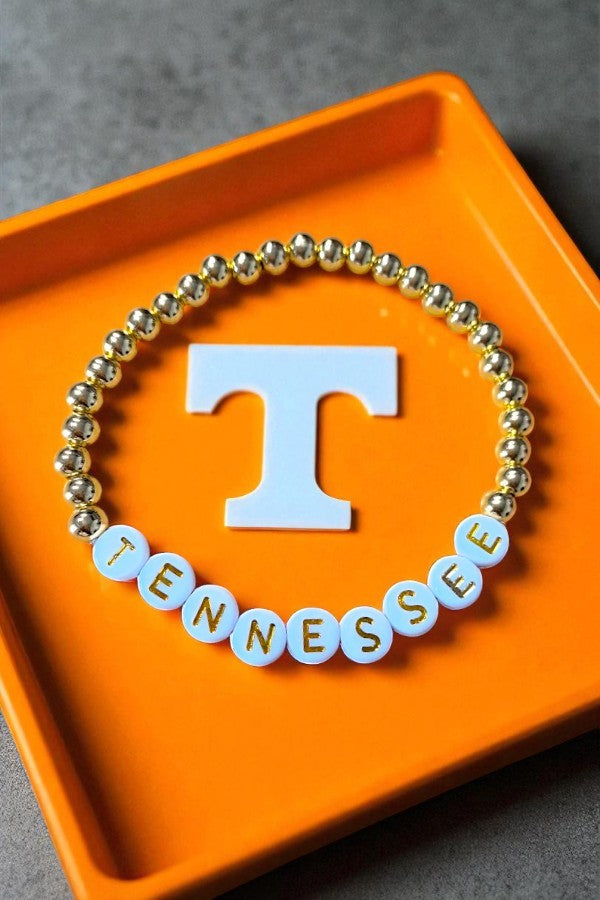 SC - Tennessee Gold Beaded Bracelet