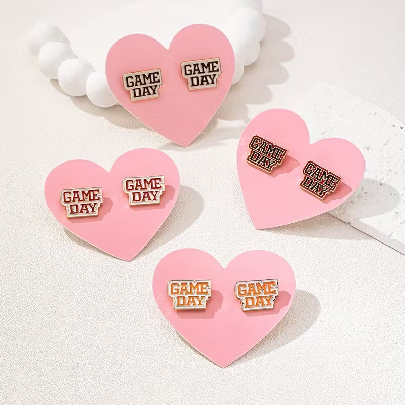 Game Day Black and White Football Stud Earrings