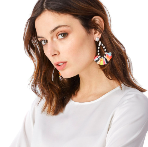 Purple Denver Marble Embroidery Tassel Fringe Earrings Pre Order