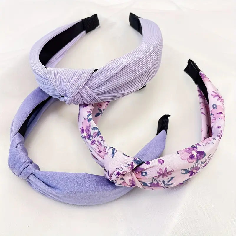 Spring Purples Knotted Headband Set of 3