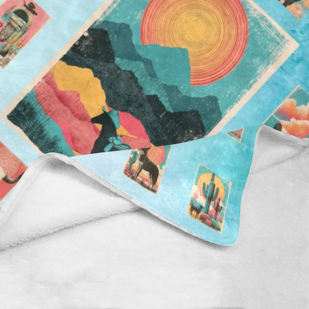 Baha Ranch Western Sunrise Blanket 60 x 80 Ultra-Soft Micro Fleece Blanket Made in America