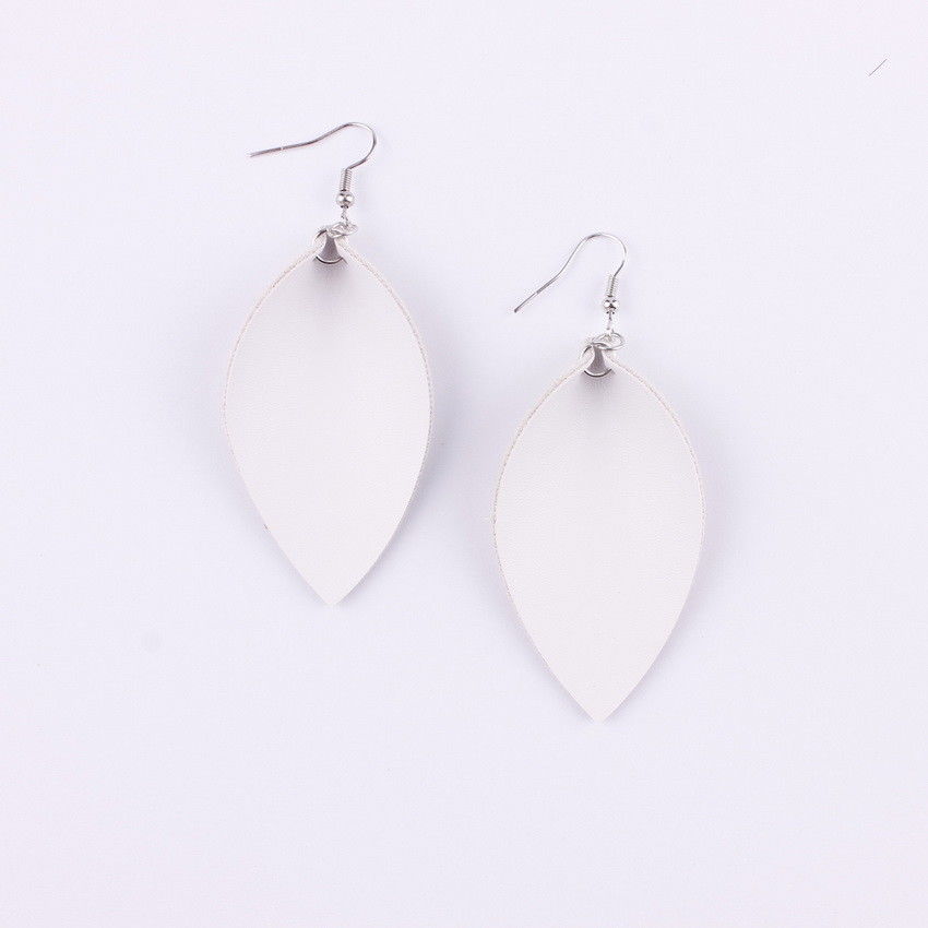 Fall Folded Pinched Leaf Leather Drop Earrings