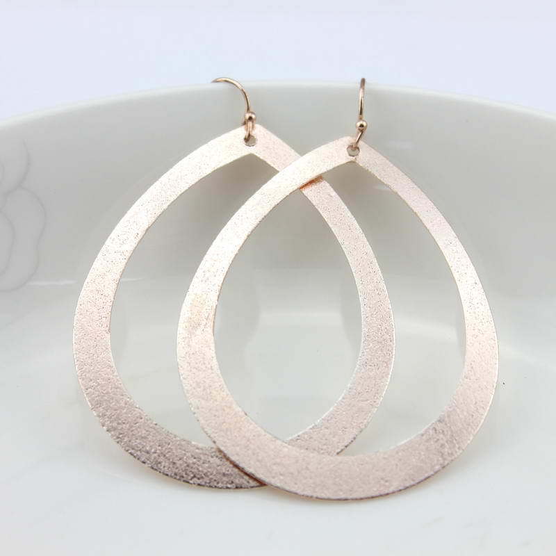 Metallic Metal Open Teardrop Earrings