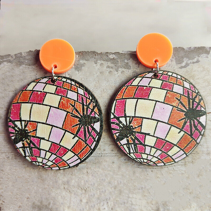 Disco Halloween Wood Earrings