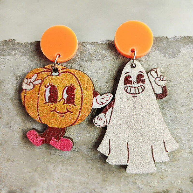 Buddies Halloween Wood Earrings