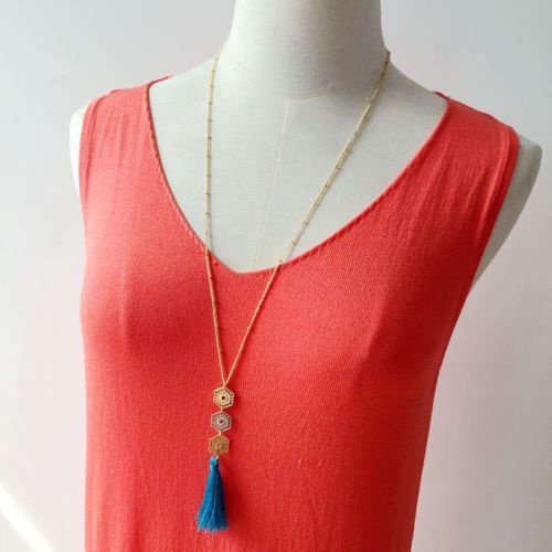 Metal Lace Gold Tassel Necklaces
