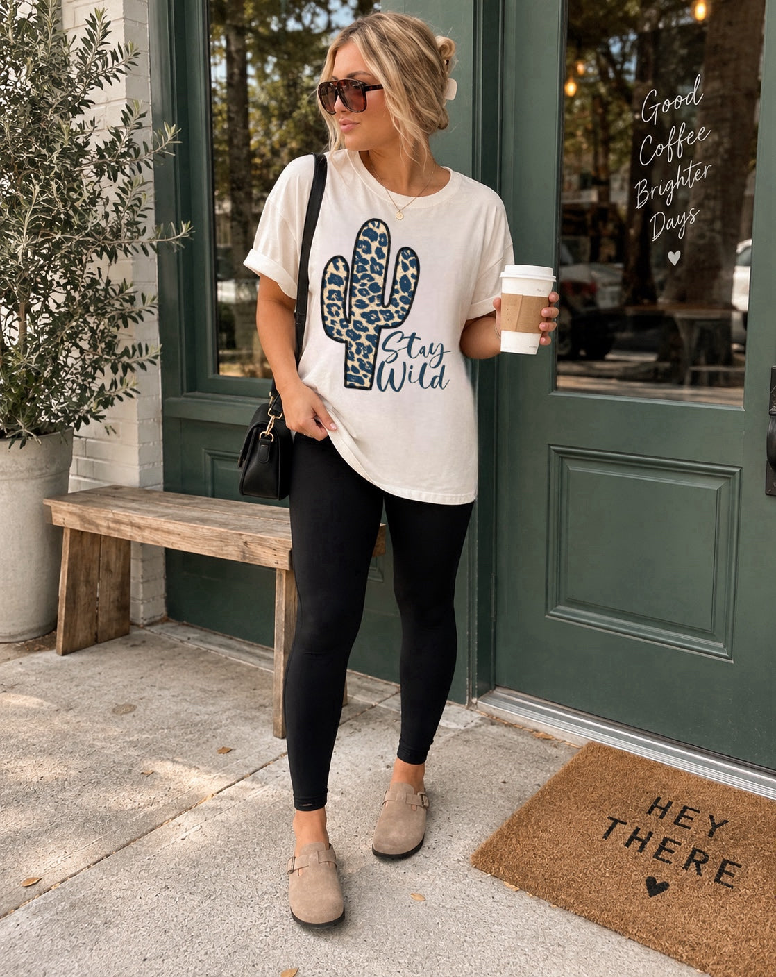 Stay Wild Leopard Cactus Graphic Shirt