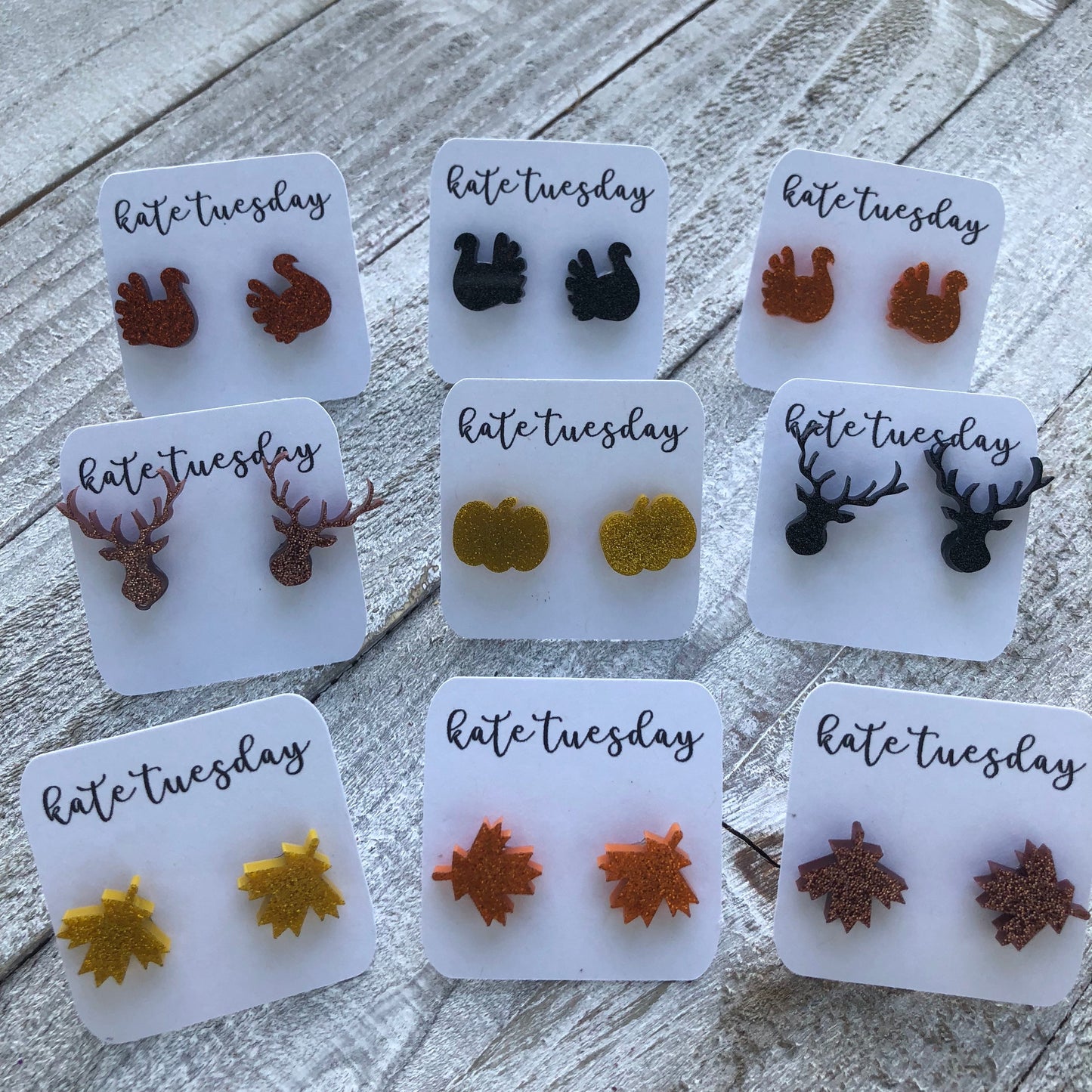 Thanksgiving Turkey, Leaf, Antler Earrings