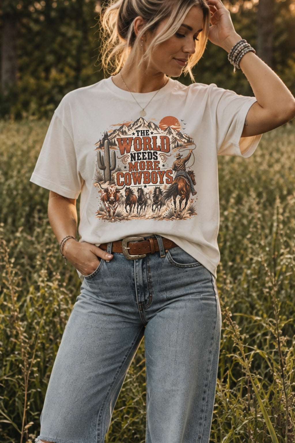 The World Needs More Cowboys Graphic Shirt