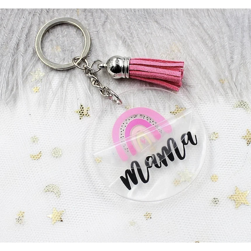 Glitter Rainbow MAMA Acrylic Keychain