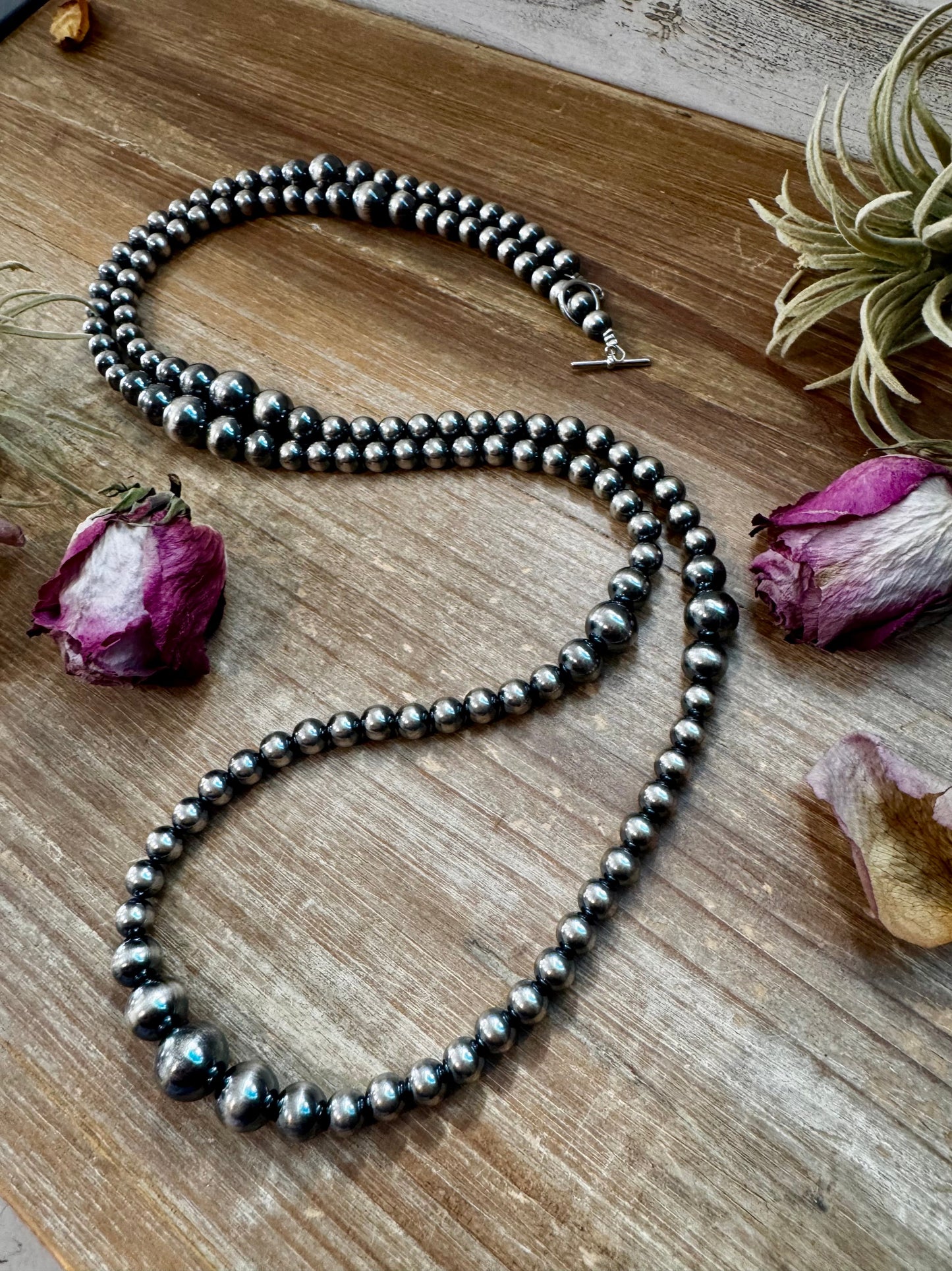 NFR Collection Necklace – Graduated Sterling Silver Pearls 8mm to 14mm  46.5"