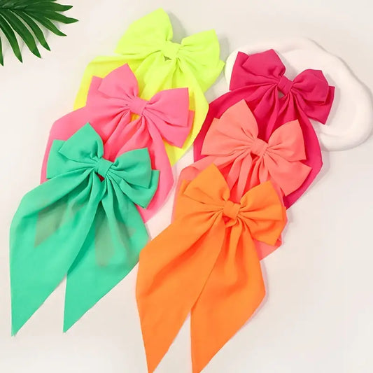 Pack of 6 Summer Bright Colored Hair Bows