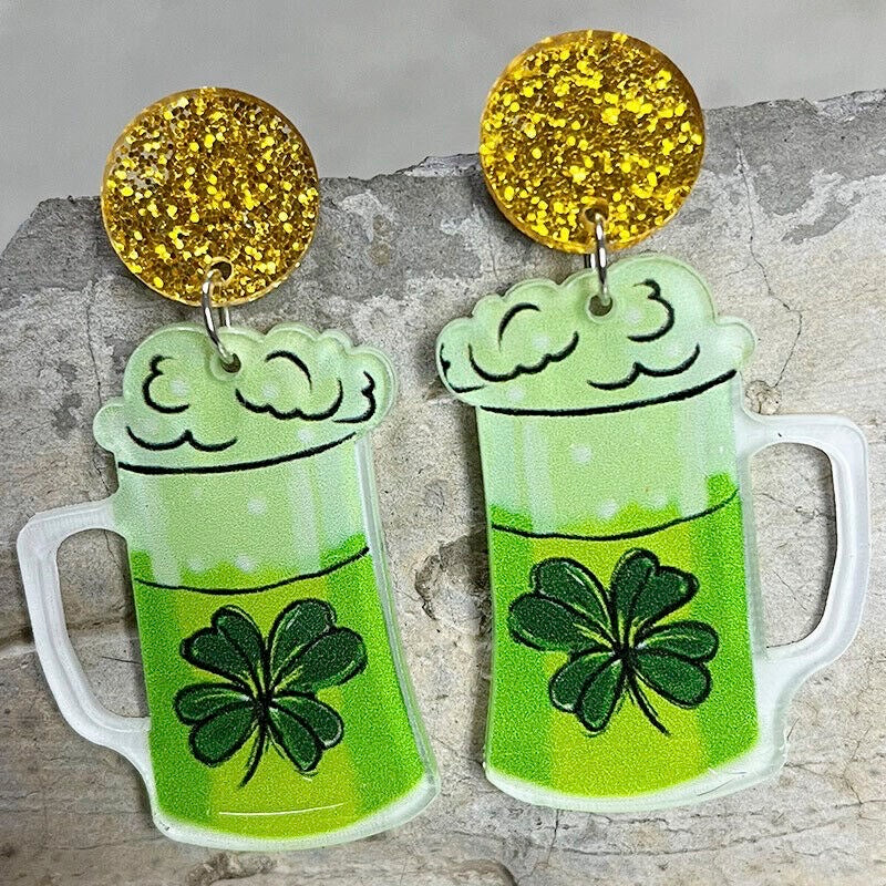 Mardi Gras + St. Patrick's Hanging Earrings