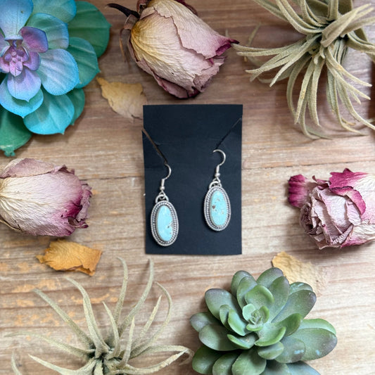 32 - Sterling Silver Dry Creek Turquoise Dangle Earrings by Shay Pfeiffer