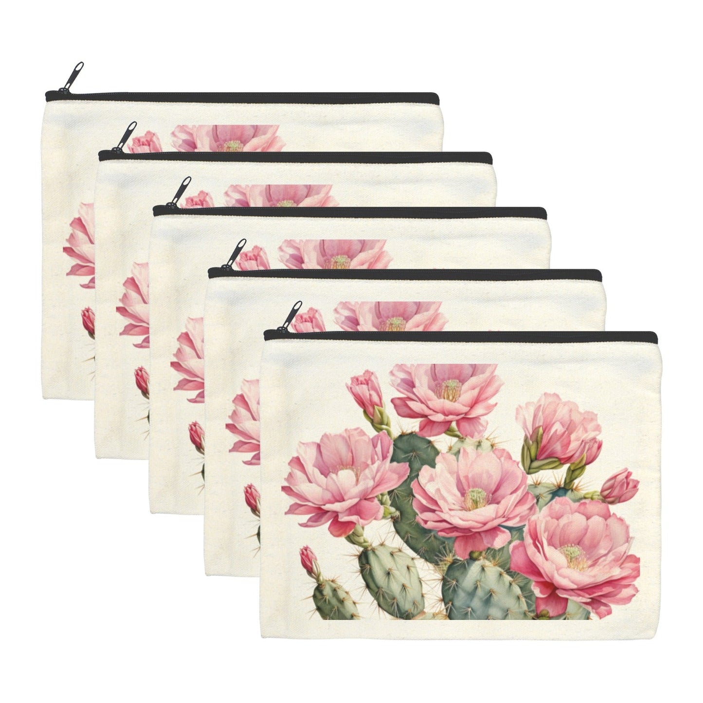 Cactus Flower Cosmetic Bag Pack of 5 Made in America