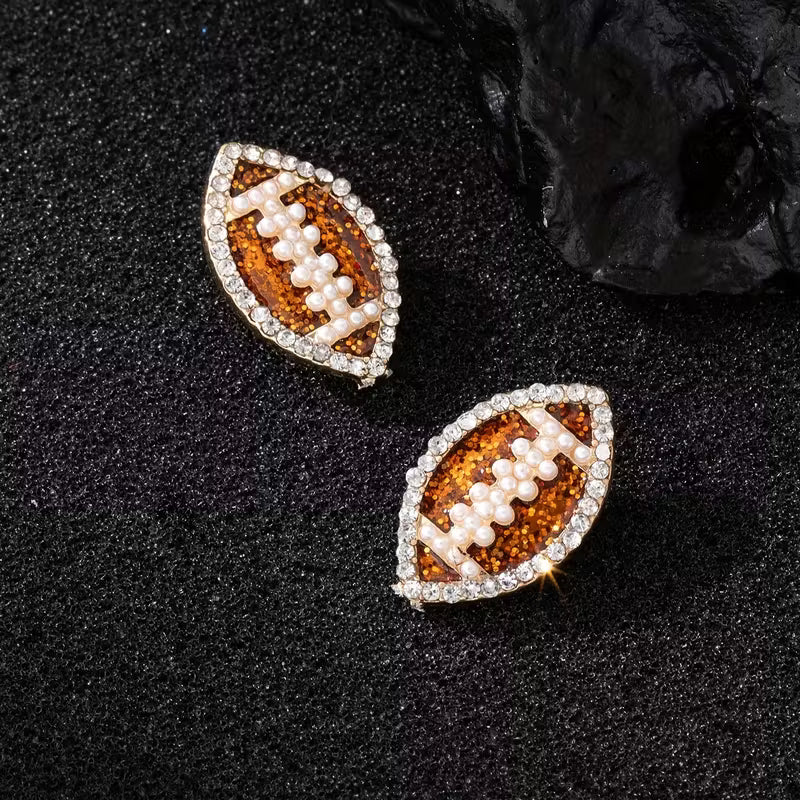 Pearl Football Stud Earrings