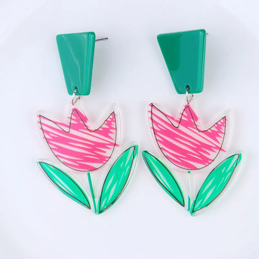 Spring Tulip Acrylic Earrings