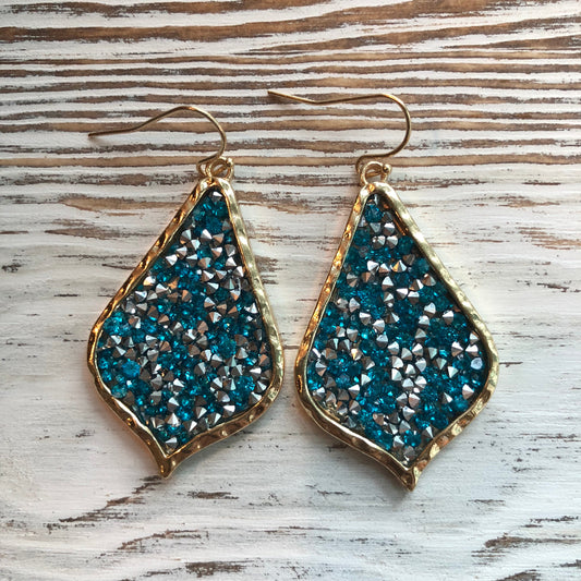Blue James Lily Rhinestone Sparkle Rock Earrings
