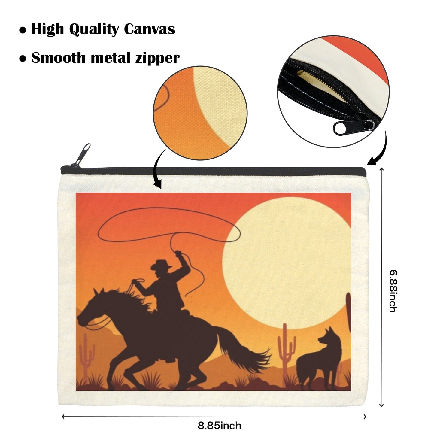 Cowboy Sunset Cosmetic Bag Pack of 5 Made in America