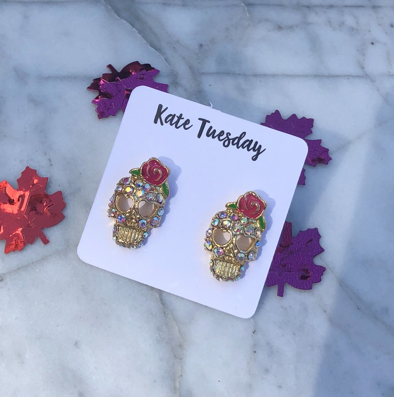 Blingy Skull Stud Earrings