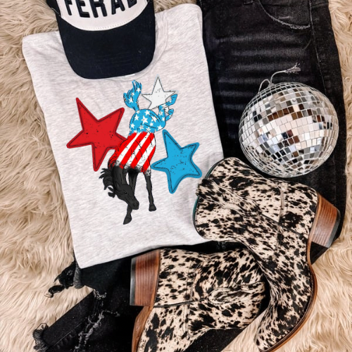 Patriotic patch work Sublimation T-shirt