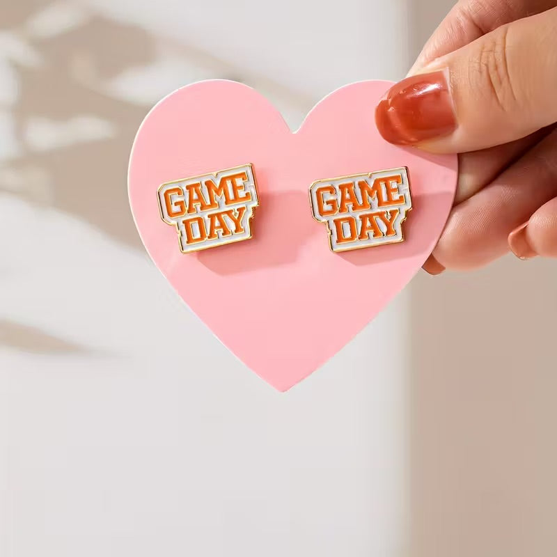 Game Day Orange Football Stud Earrings
