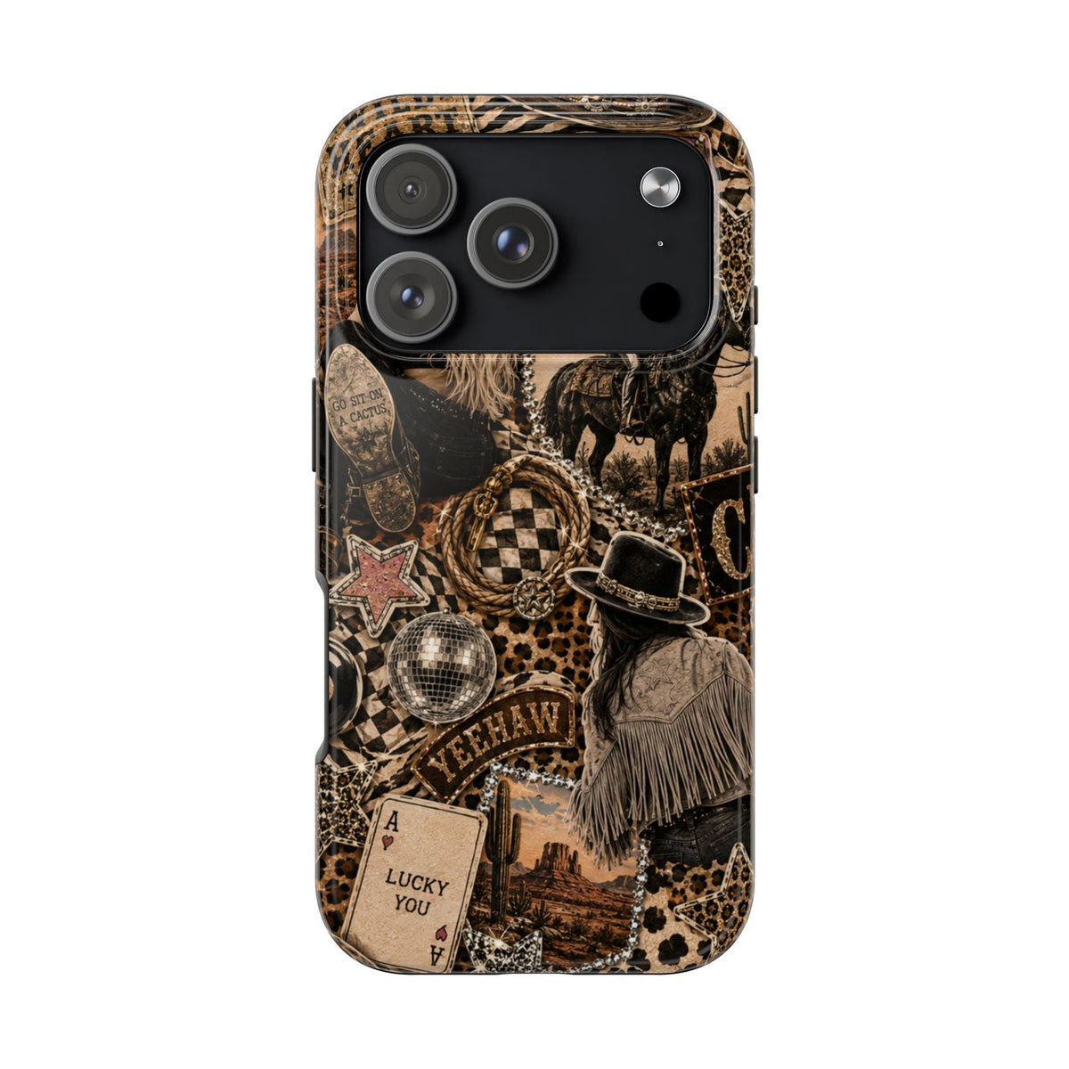 Western Collage Tough Phone Case — Cowboy Rodeo Lucky You Design