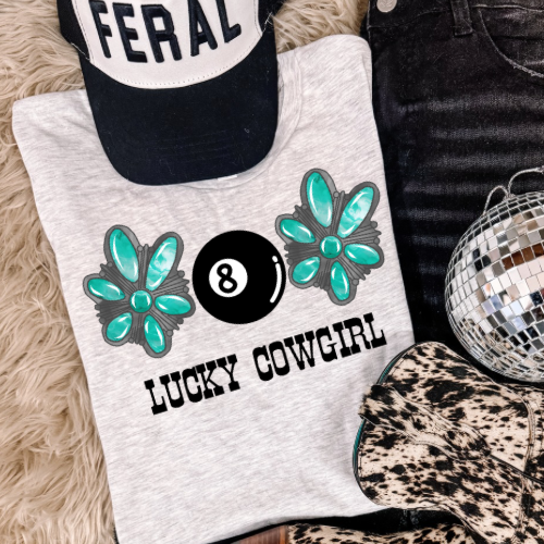 Lucky Cowgirl tee sublimation T-shirt