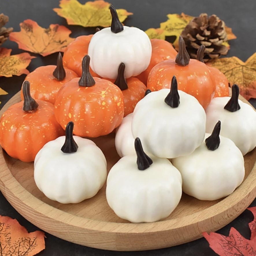 Orange and White Mini Pumpkins Set of 12