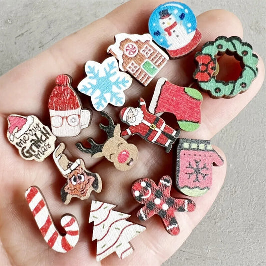 Holiday Wood Stud Festive Earrings