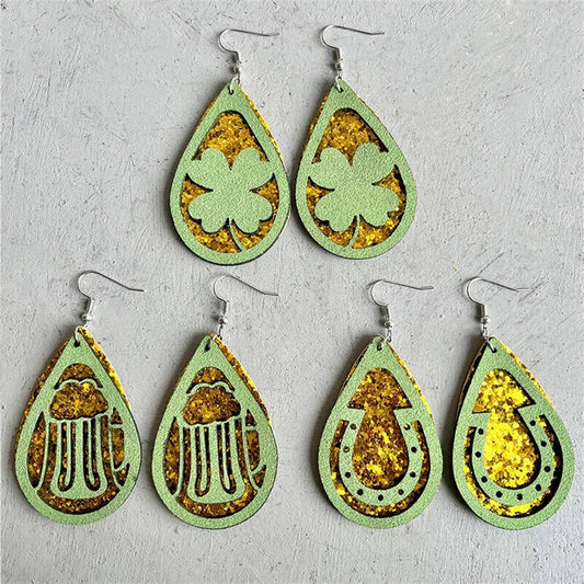 St. Patrick's Day Hanging Gliter Earrings