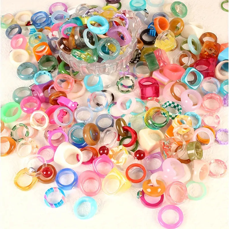 Spring Fun Acrylic Rings Variety Pack of 30 Rings